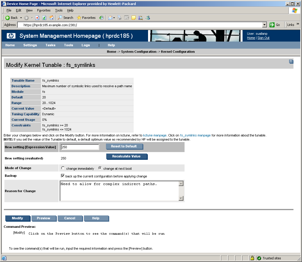 Modify Kernel Tunable