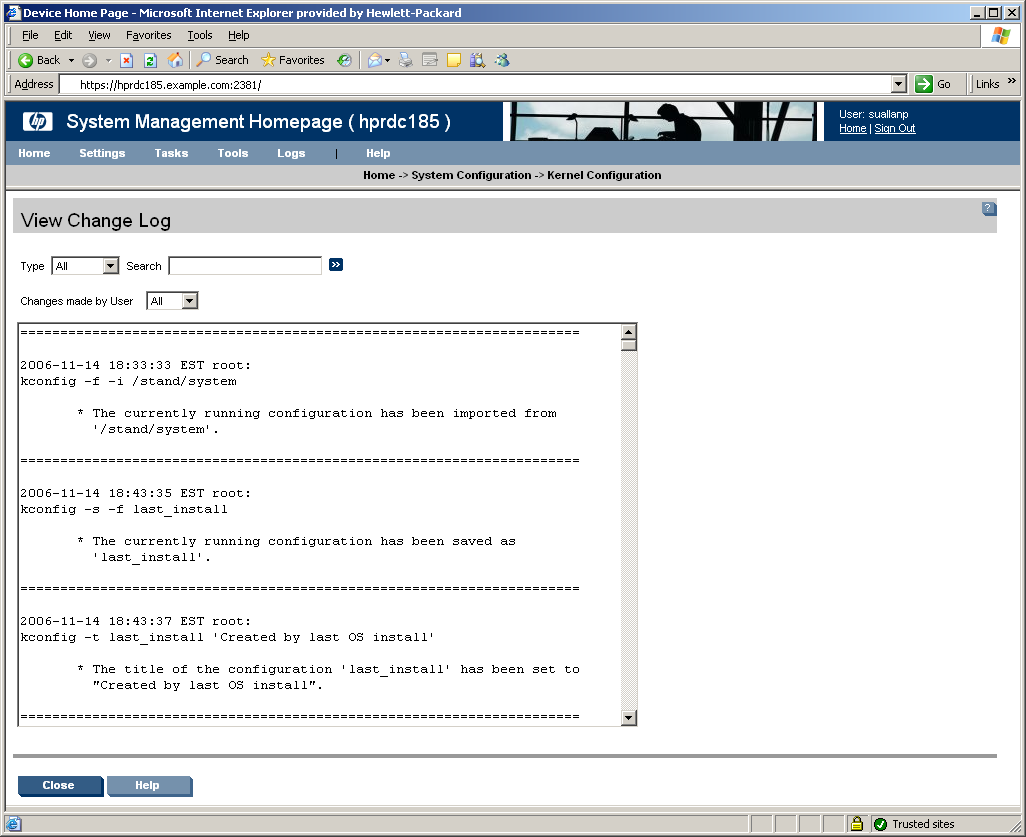 View Change Log