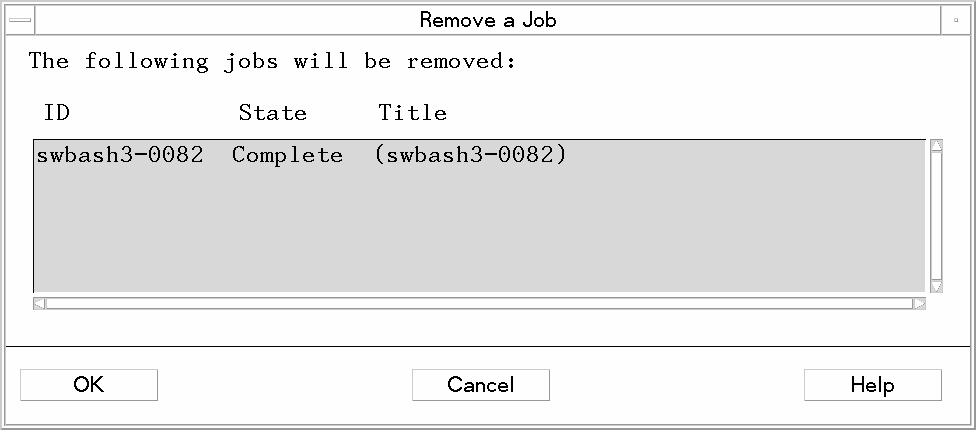 Remove a Job dialog