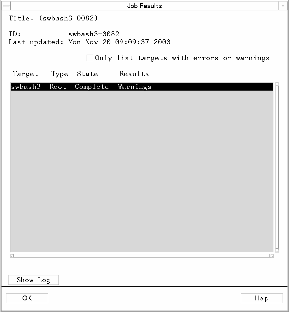 Job Results Dialog