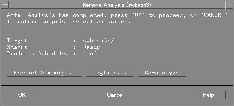 Remove Analysis dialog