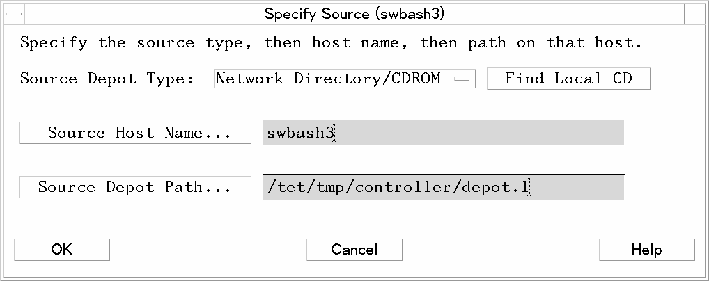 Specify Source Dialog