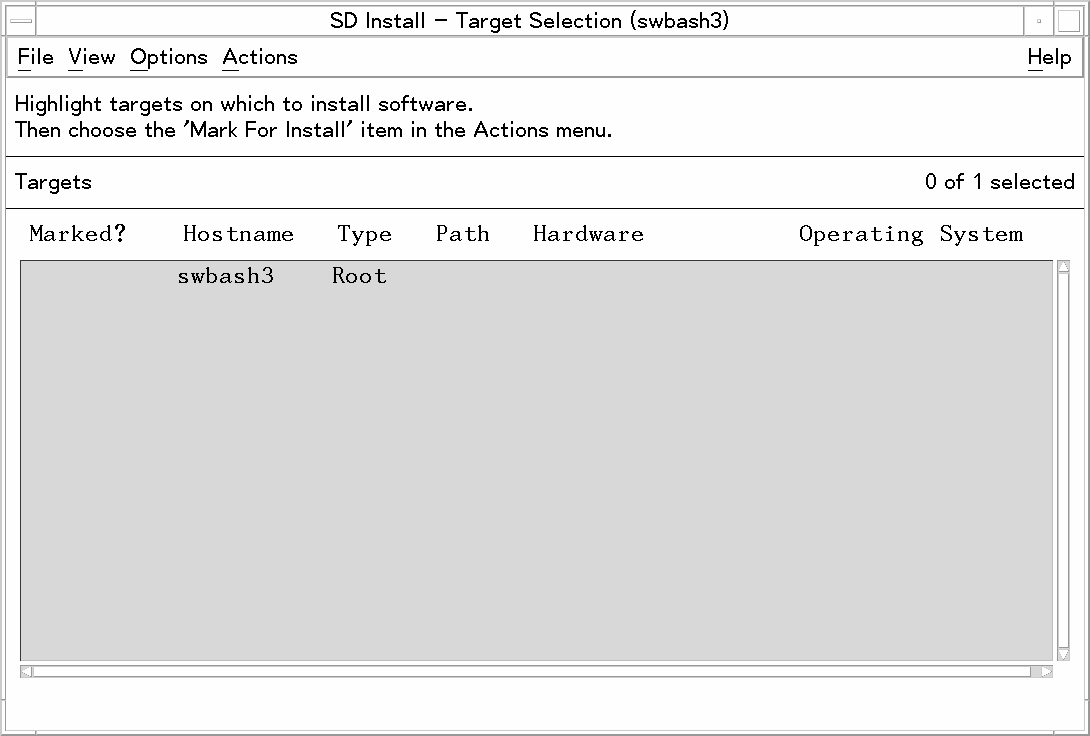 Target Selection Window