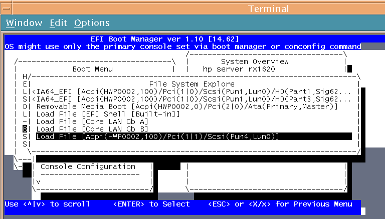 List of Selectable Boot Devices