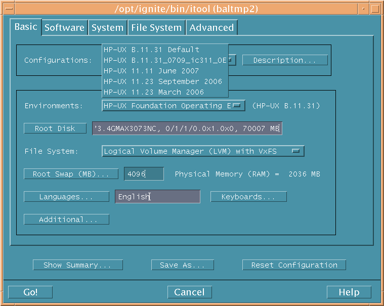 Configuration Choices Dialog Box