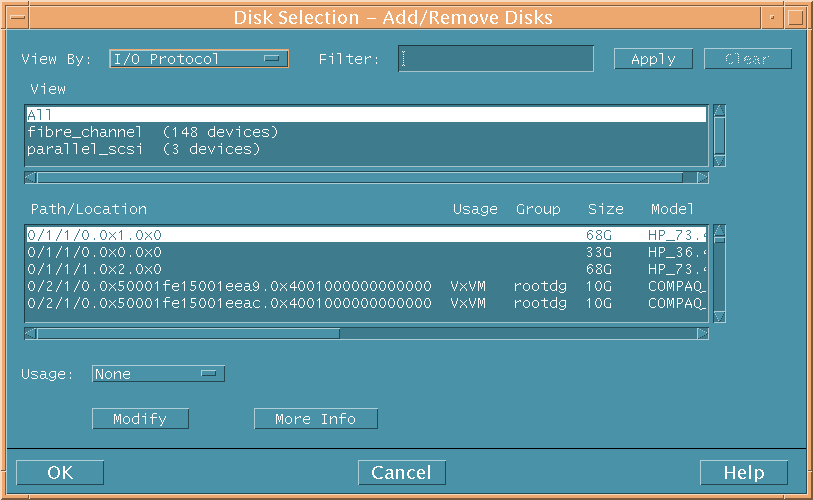 Disk Selection – Add/Remove Disks Dialog Box