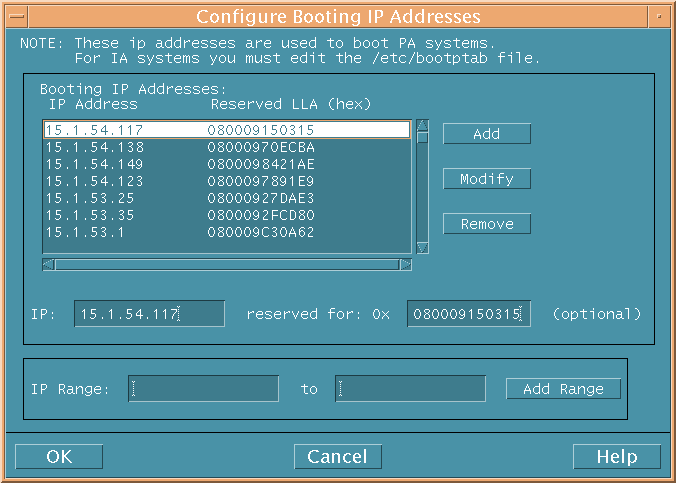 Configure Booting IP Addresses